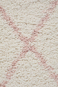 Thumbnail for Nahla Modern Fringed White & Pink Rug 