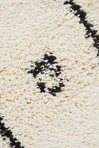 Thumbnail for Nahla Modern Fringed White & Black Tribal Rug