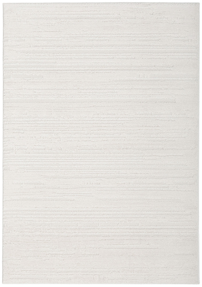 Ezra Serenade White Modern Organic Line Rectangle Rug