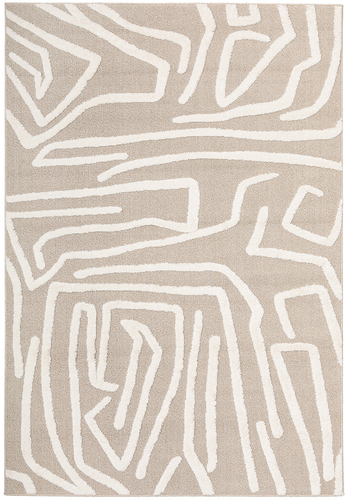 Kobi Serenade Natural and Ivory Pattern Modern Rectangle Rug