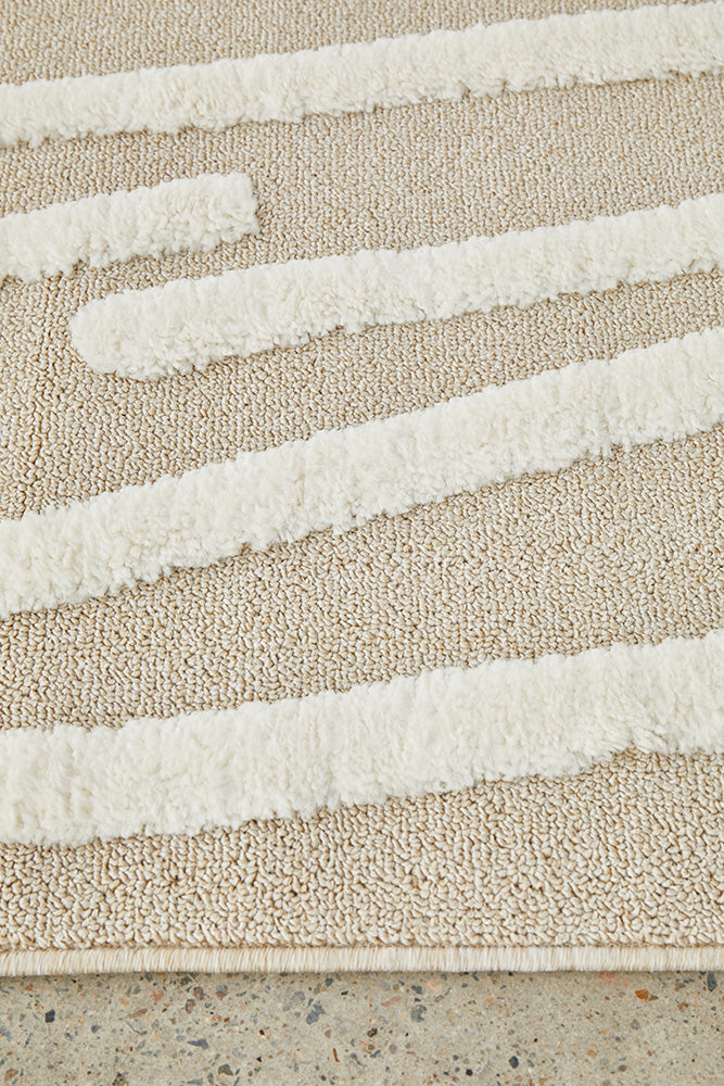 Kobi Serenade Natural and Ivory Pattern Modern Rectangle Rug
