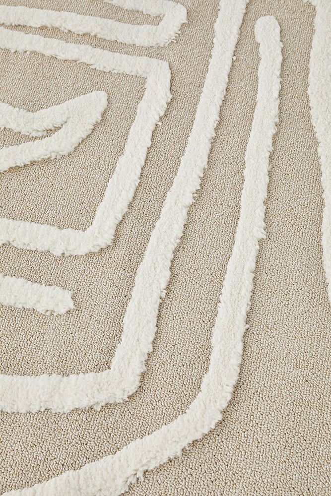 Kobi Serenade Natural and Ivory Pattern Modern Rectangle Rug