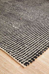 Thumbnail for Vera Scandi Black Flatweave Felted Wool Rug