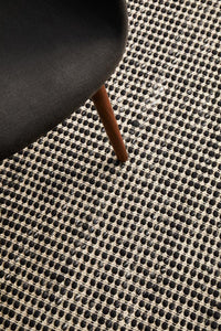 Thumbnail for Vera Scandi Black Flatweave Felted Wool Rug