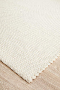 Thumbnail for Vera Scandi White Flatweave Felted Wool Rug