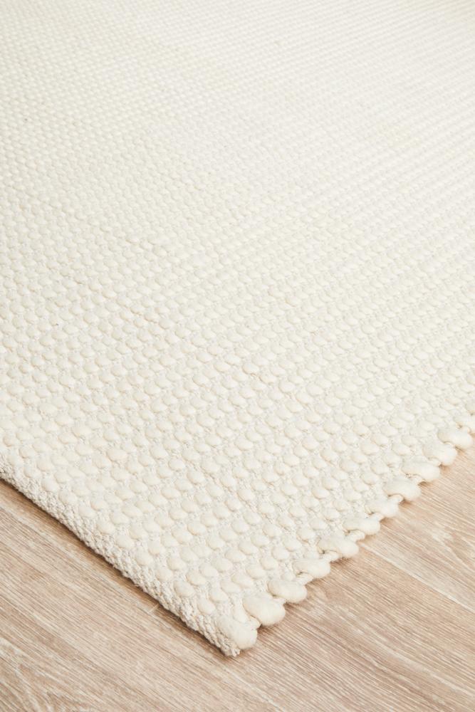 Vera Scandi White Flatweave Felted Wool Rug