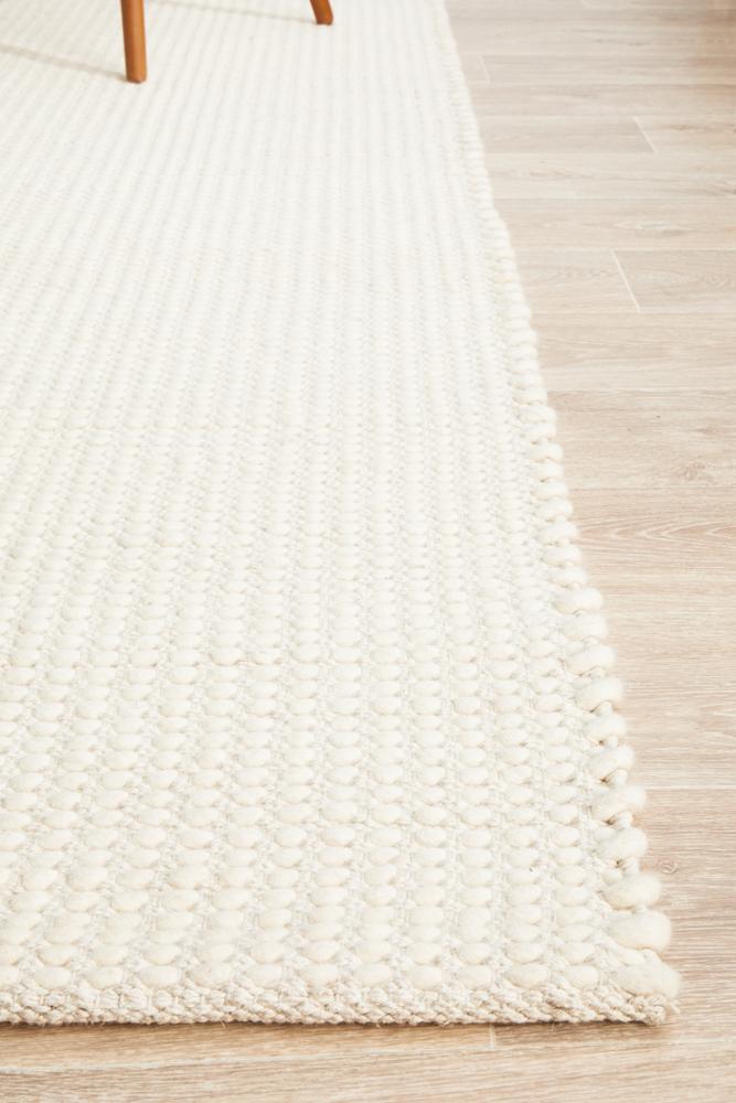 Vera Scandi White Flatweave Felted Wool Rug