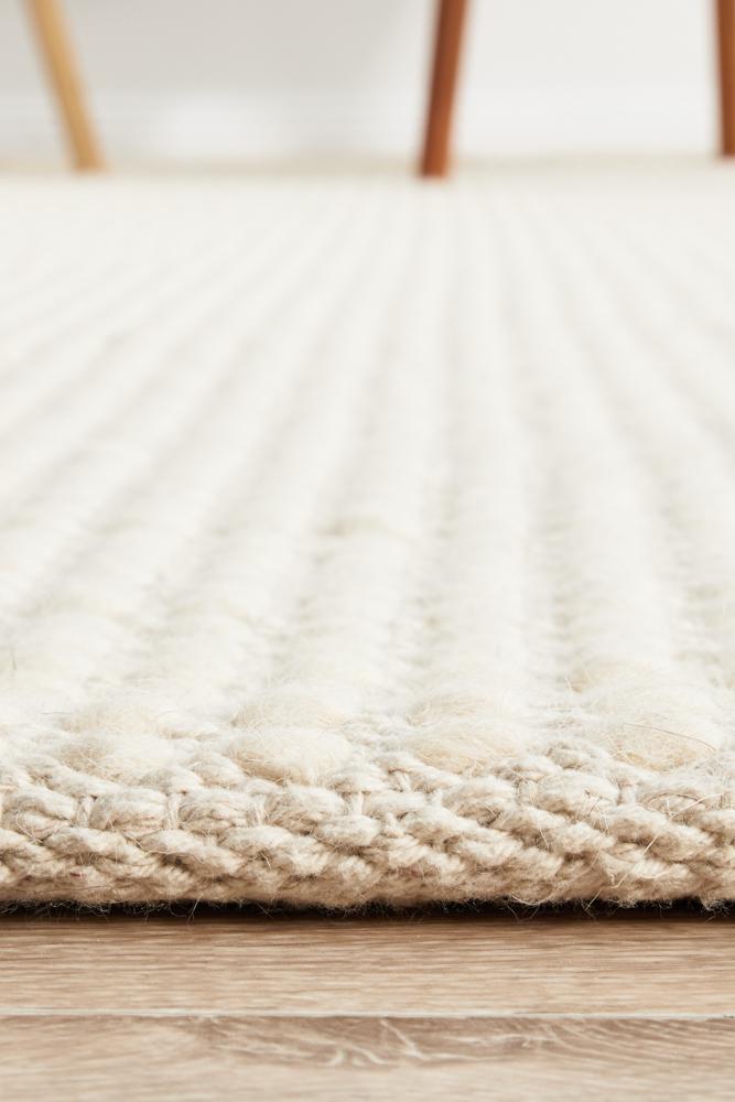 Vera Scandi White Flatweave Felted Wool Rug