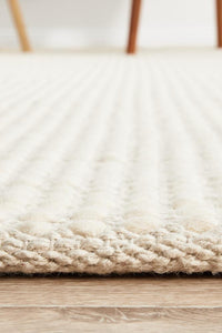 Thumbnail for Vera Scandi White Flatweave Felted Wool Rug