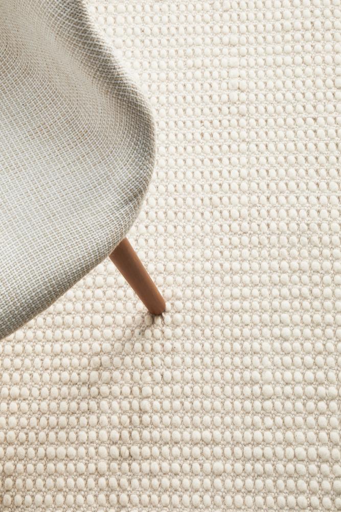 Vera Scandi White Flatweave Felted Wool Rug
