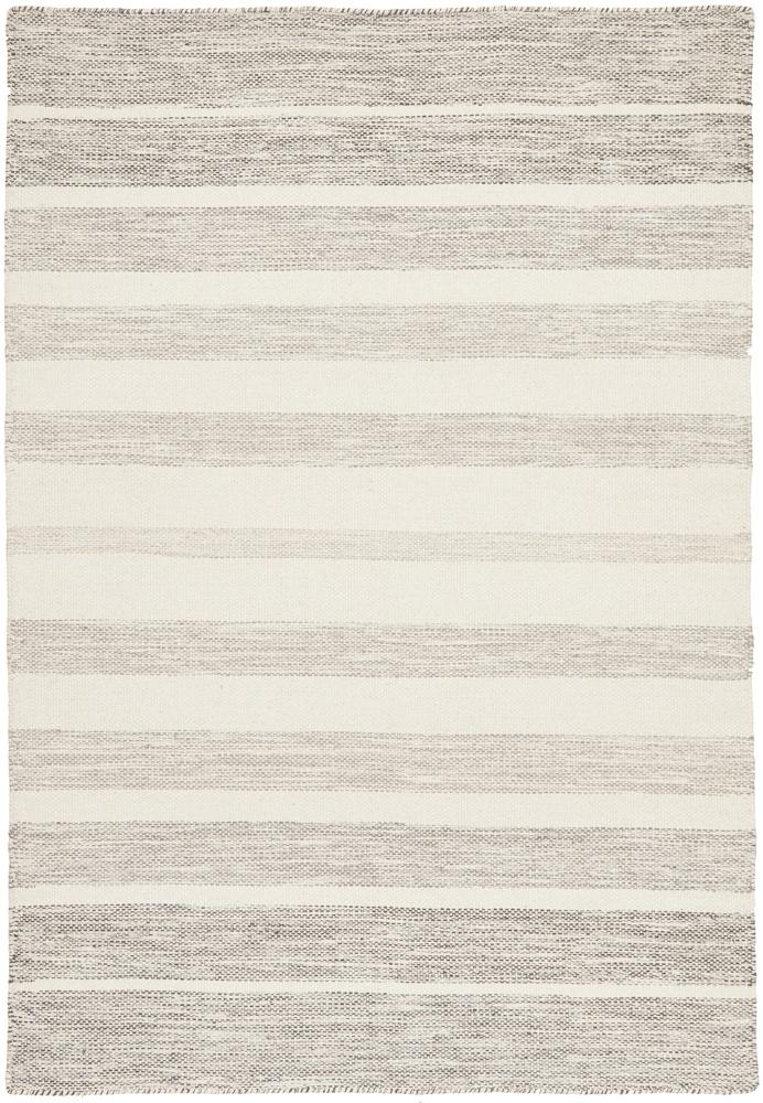 Erika Scandi Grey Striped Flatweave Wool Rug