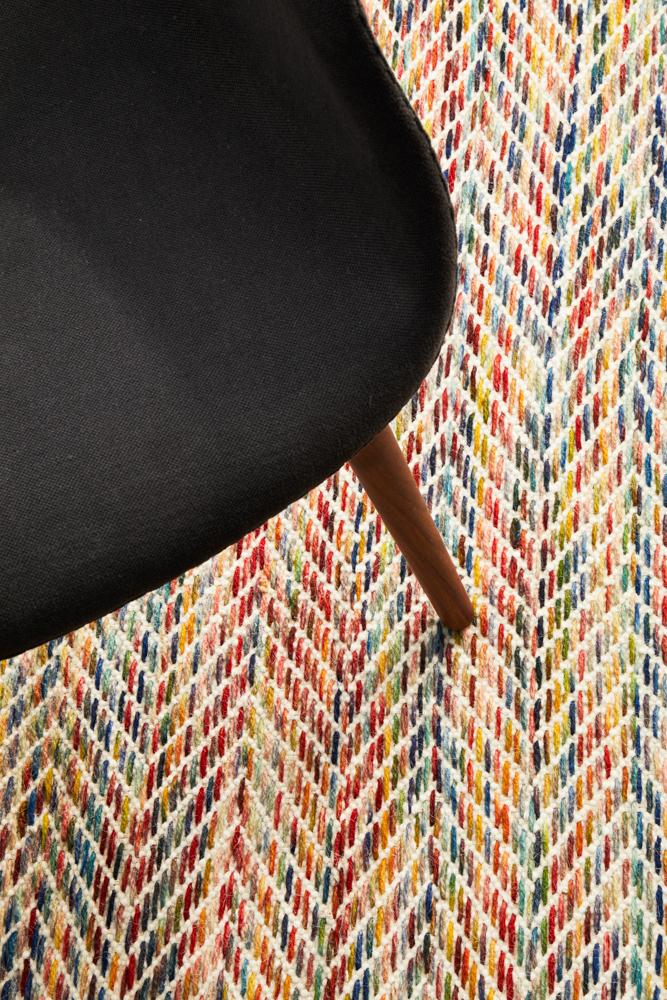 Jeza Scandi Multi Colour Flatweave Wool Rug
