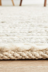 Thumbnail for Vera Scandi Grey & White Hand Braided Flatweave Wool Rug