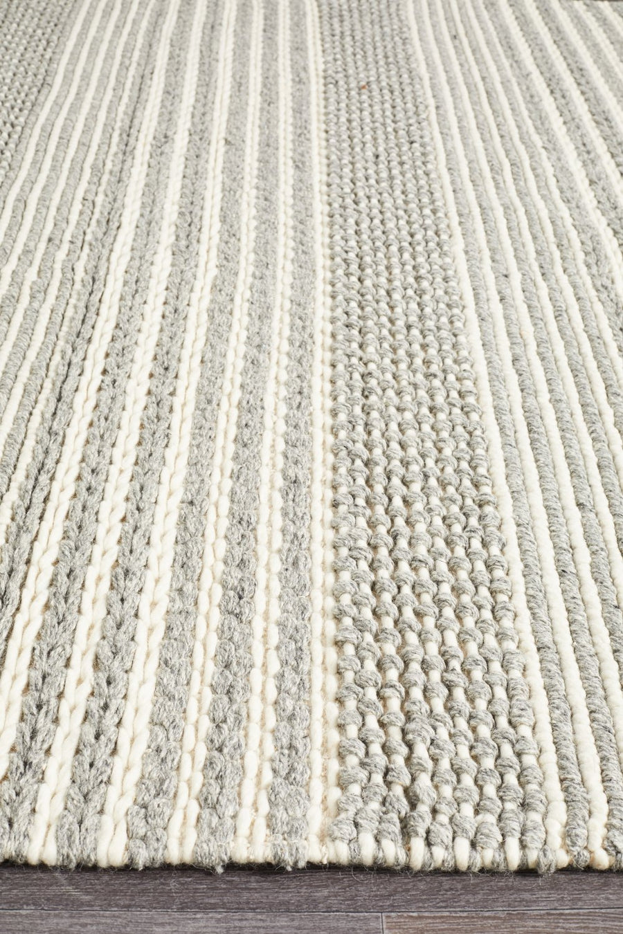 Astrid Scandi Silver Grey Flatweave Felted Wool Rug