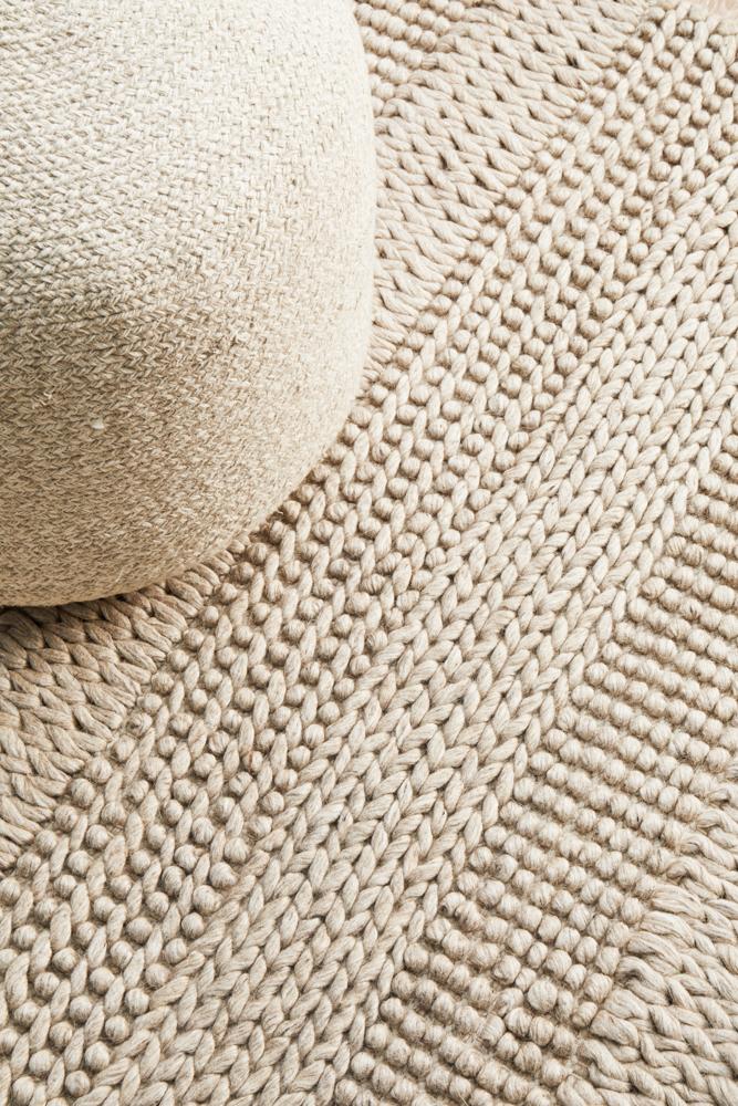 Ulla Scandi Natural Flatweave Felted Wool Rug