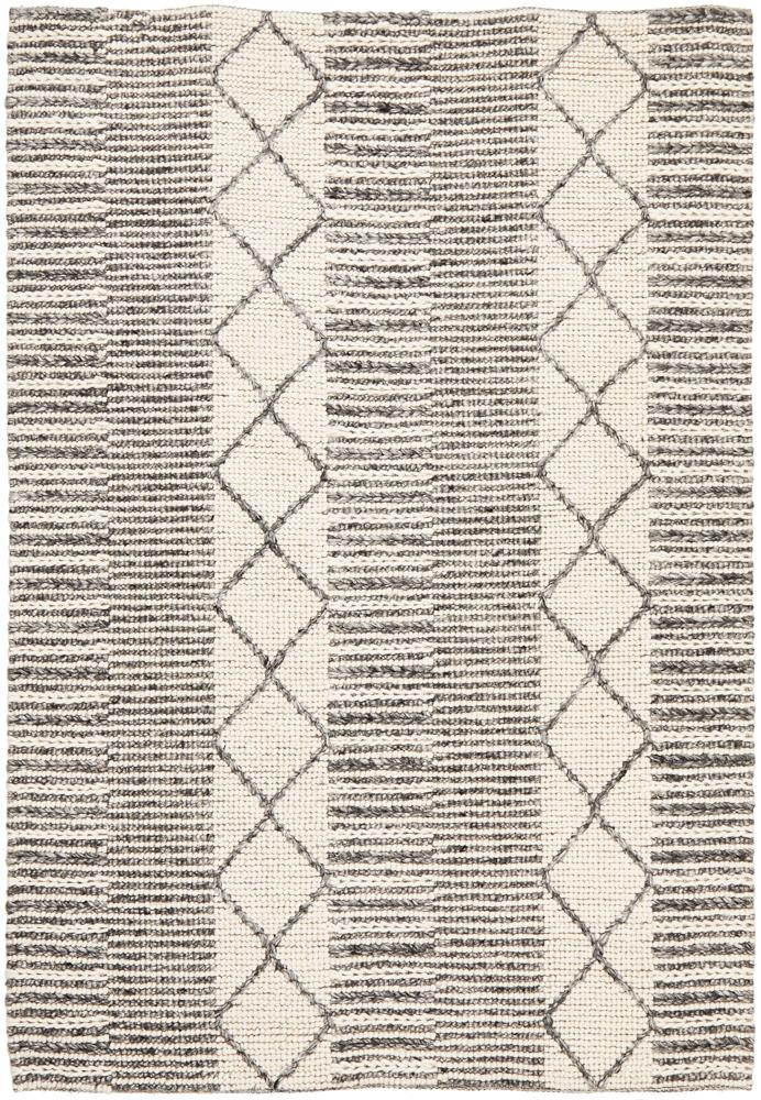 Vivika Scandi White & Grey Patterned Flatweave Felted Wool Rug
