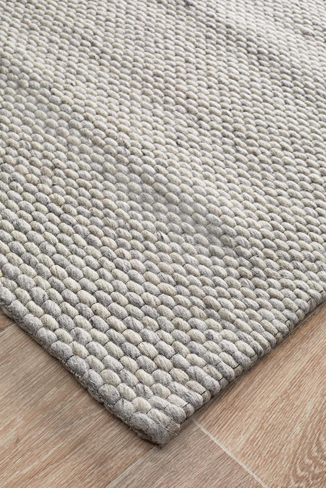 Oscar Scandinavian Grey Felted Wool Rug