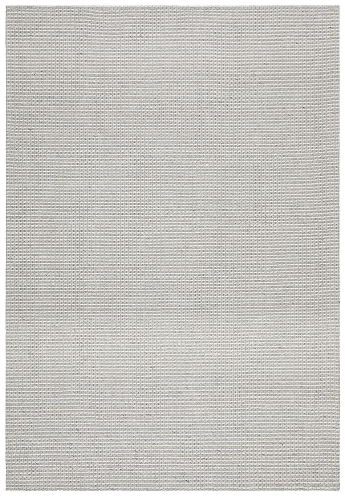 Oscar Scandinavian Grey & White Felted Wool Striped Weave Rug