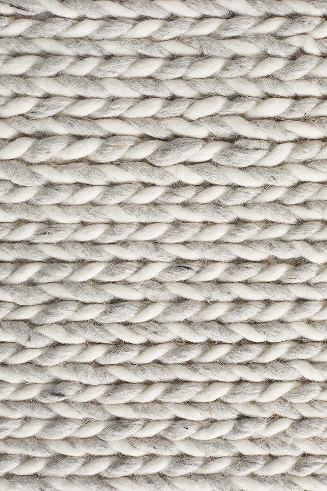 Carina Scandinavian Grey & White Hand Braided Wool Rug