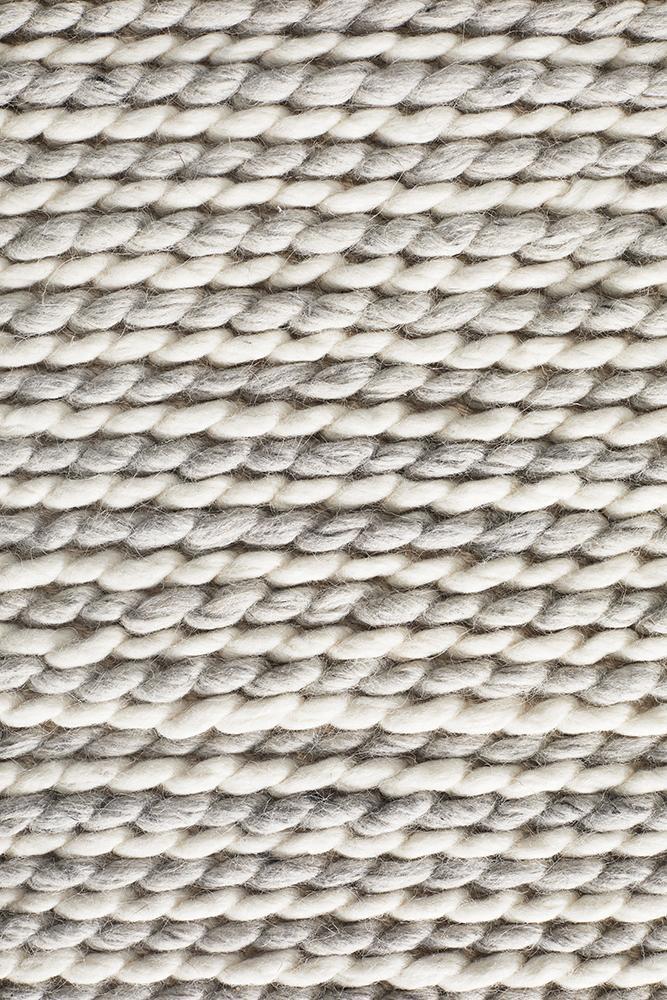 Atlas Scandi Grey & White Felted Wool Hand Woven Rug