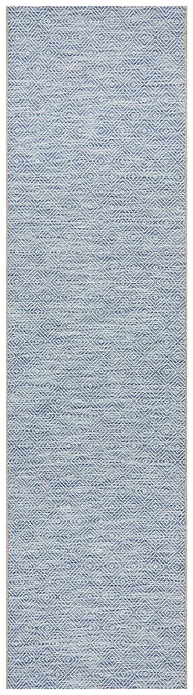 Milly Outdoor Blue & White Diamond Pattern Rug