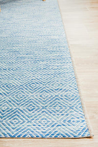 Thumbnail for Milly Outdoor Blue & White Diamond Pattern Rug