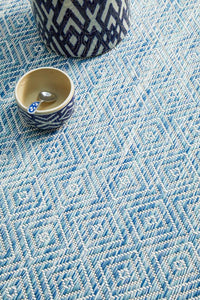 Thumbnail for Milly Outdoor Blue & White Diamond Pattern Rug