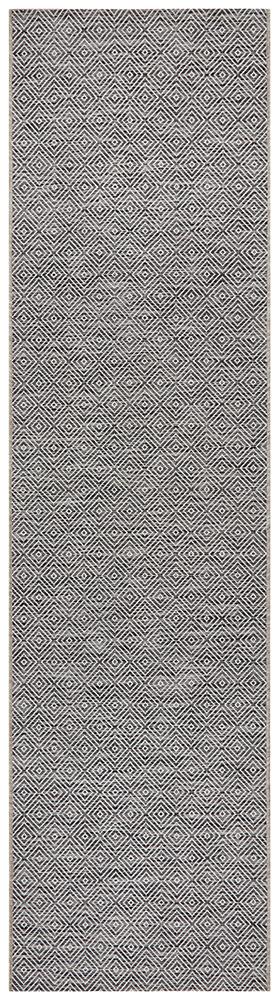 Milly Outdoor Grey & White Diamond Pattern Rug