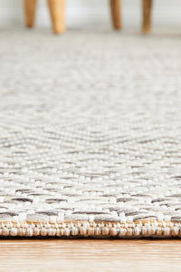 Thumbnail for Milly Outdoor Natural & White Diamond Pattern Rug