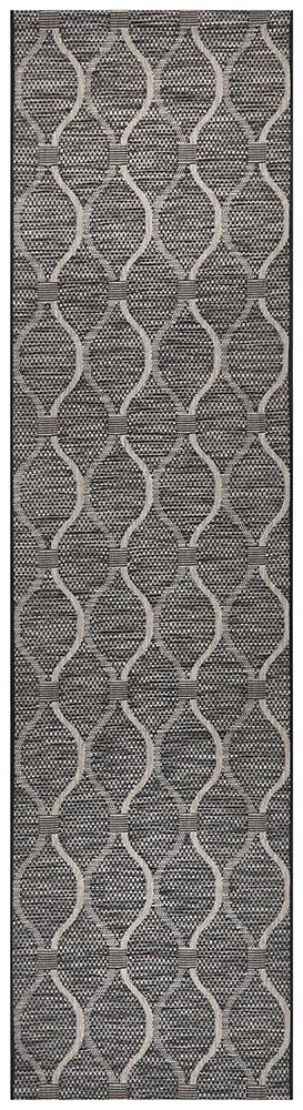 Lola Outdoor Black & Grey Patterned Rug