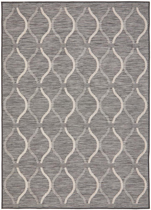 Lola Outdoor Black & Grey Patterned Rug