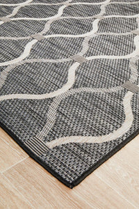 Thumbnail for Lola Outdoor Black & Grey Patterned Rug