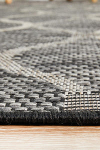 Thumbnail for Lola Outdoor Black & Grey Patterned Rug