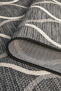 Thumbnail for Lola Outdoor Black & Grey Patterned Rug
