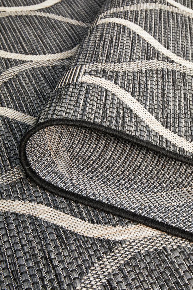 Lola Outdoor Black & Grey Patterned Rug