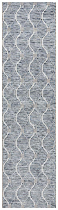 Thumbnail for Lola Outdoor Blue & White Patterned Rug