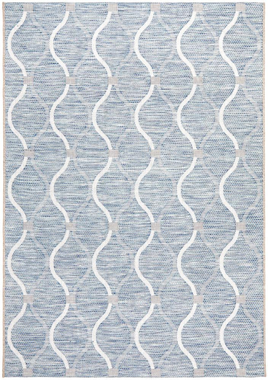 Lola Outdoor Blue & White Patterned Rug