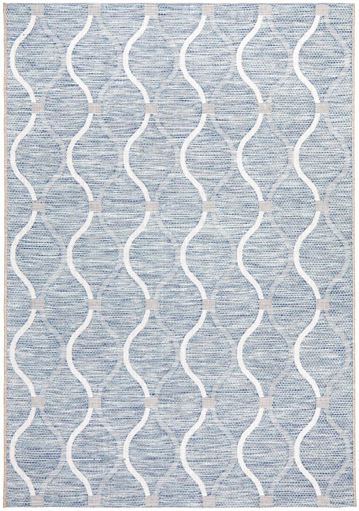 Lola Outdoor Blue & White Patterned Rug