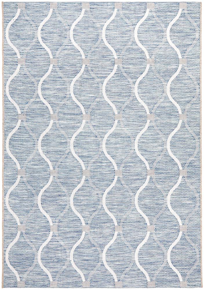 Lola Outdoor Blue & White Patterned Rug