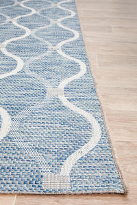 Thumbnail for Lola Outdoor Blue & White Patterned Rug