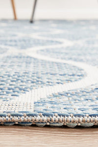 Thumbnail for Lola Outdoor Blue & White Patterned Rug