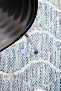 Thumbnail for Lola Outdoor Blue & White Patterned Rug