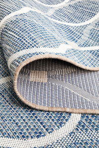 Thumbnail for Lola Outdoor Blue & White Patterned Rug