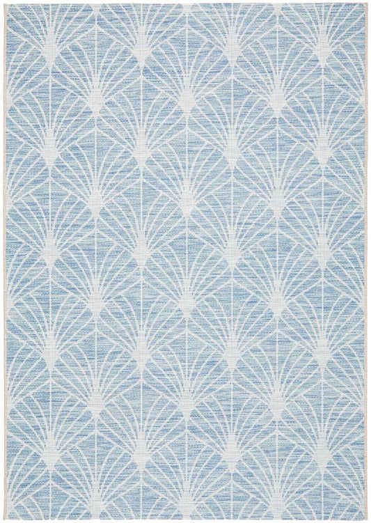 Vera Outdoor Blue & White Art Deco Pattern Rug