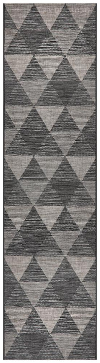 Thumbnail for Miles Outdoor Black & Grey Geometric Pattern Rug