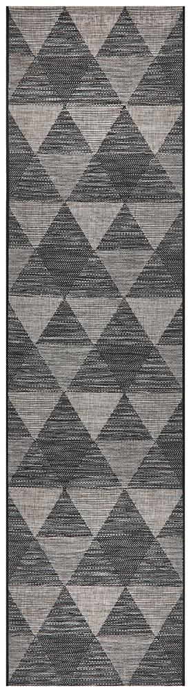 Miles Outdoor Black & Grey Geometric Pattern Rug