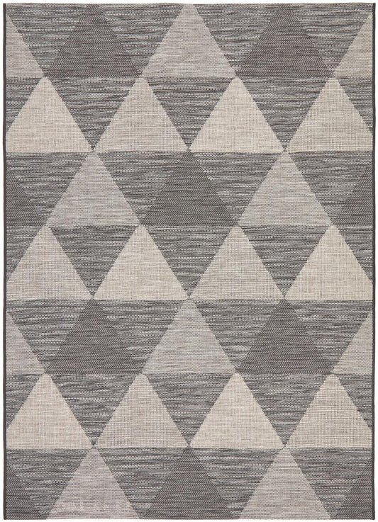 Miles Outdoor Black & Grey Geometric Pattern Rug