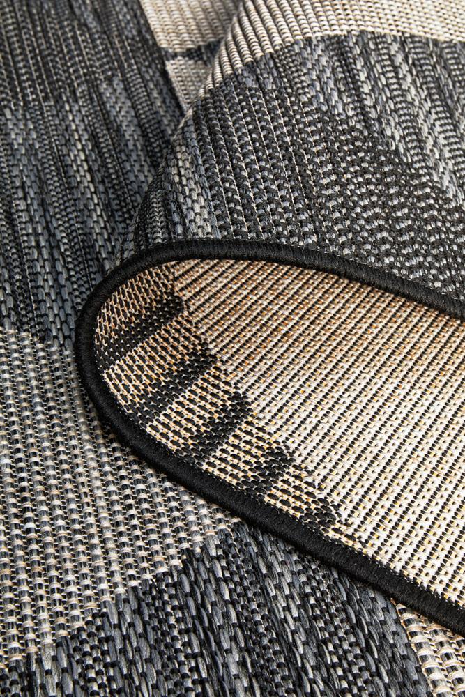 Miles Outdoor Black & Grey Geometric Pattern Rug