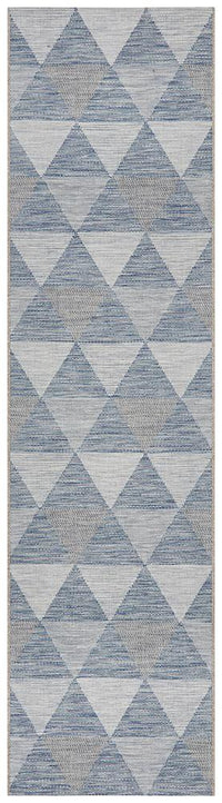 Thumbnail for Miles Outdoor Blue & White Geometric Pattern Rug