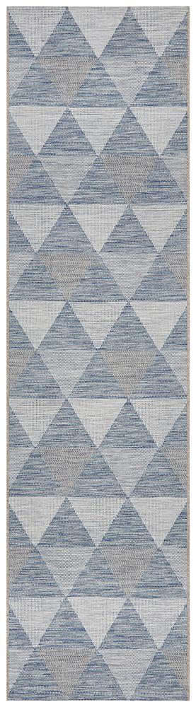 Miles Outdoor Blue & White Geometric Pattern Rug